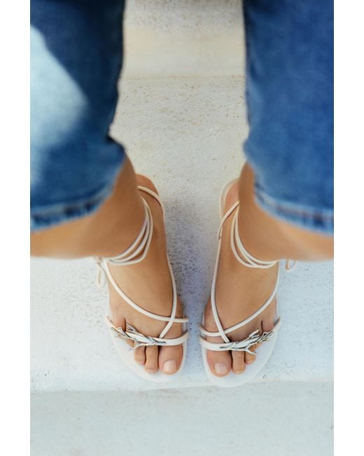Pull&Bear Blue Heeled Strappy Sandals With Embellished Detail