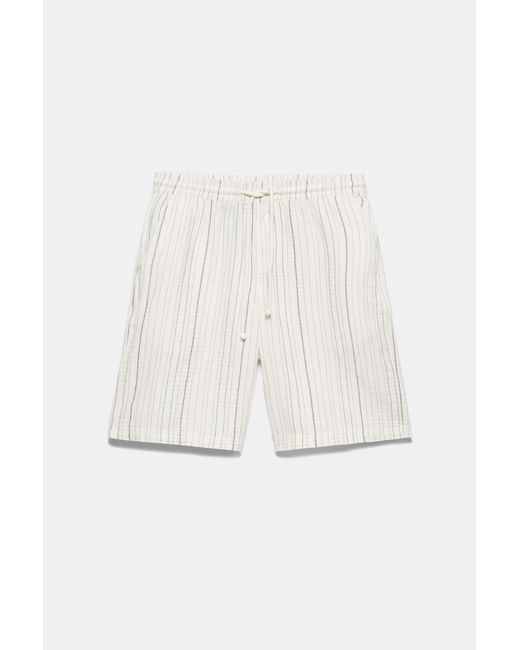 Pull&Bear Gestreepte Joggingbermuda in het Natural voor heren