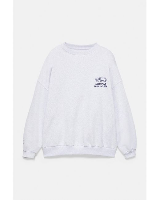 Pull&Bear Sweater Met Kreeftenprint in het Gray