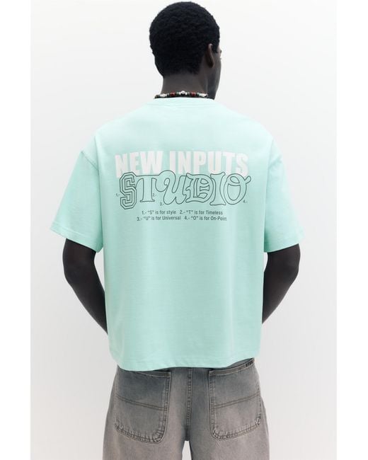 Pull&Bear Green Stwd Studio T-Shirt for men