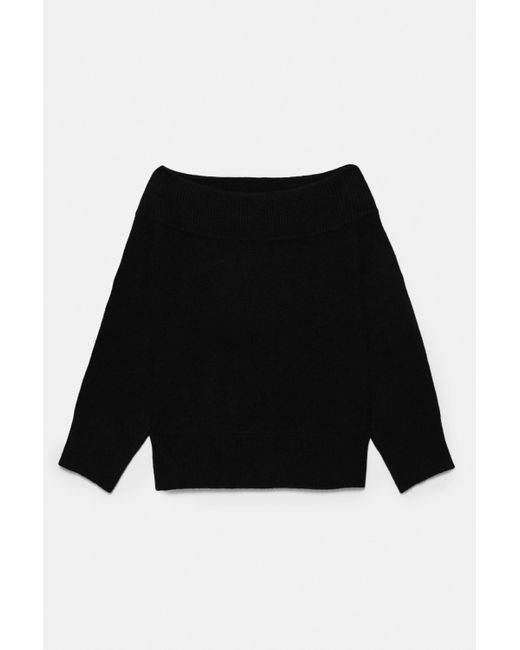 Pull&Bear Black Soft Knit Bardot Jumper
