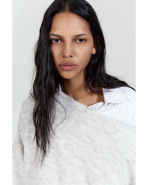 Pull&Bear Gray Asymmetric Knit Jumper