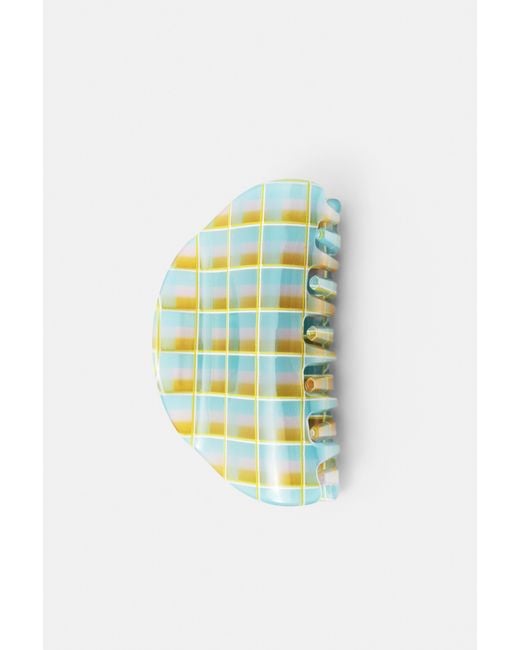 Pull&Bear Blue Curved Check Hair Clip
