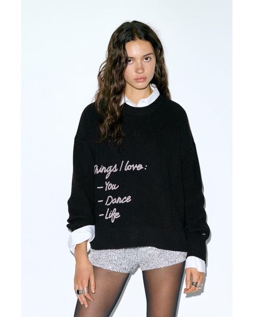 Pullover Con Testo di Pull&Bear in Black