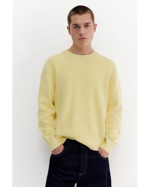 Pull&Bear Yellow Basic Round Neck Sweater for men