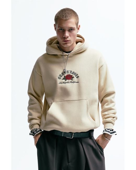 Pull&Bear Guns N' Roses Capuchonsweater in het Natural voor heren