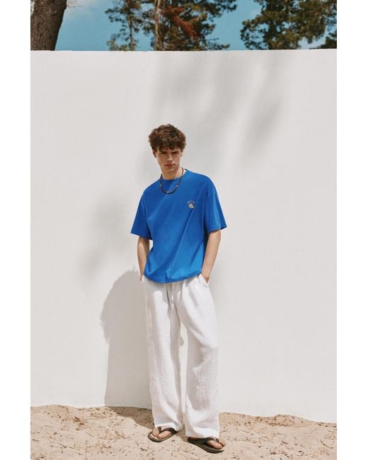 Pull&Bear Blue Ibiza Salt & Sun Boxy T-Shirt for men