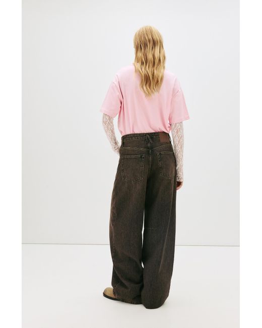 Pull&Bear Brown Baggy-Balloon-Jeans Mit Waschung