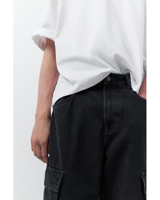 Pull&Bear Blue Baggy Cargo Jeans for men