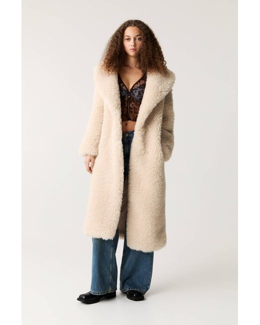 Pull&Bear Natural Faux Shearling Teddy Coat