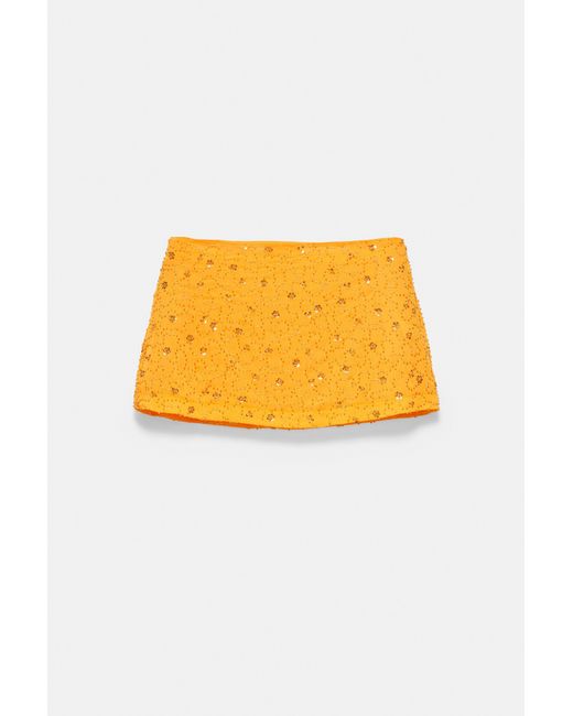 Pull&Bear Orange Sequin Mini Skirt