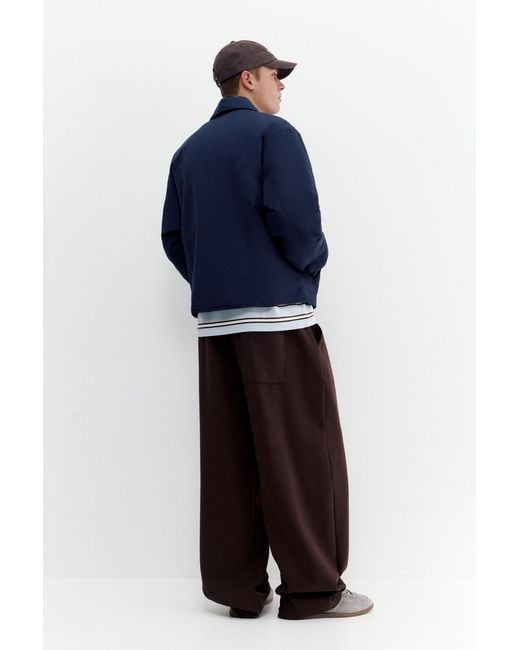Pull&Bear Blue Bomber Jacket With Shirt Collar for men