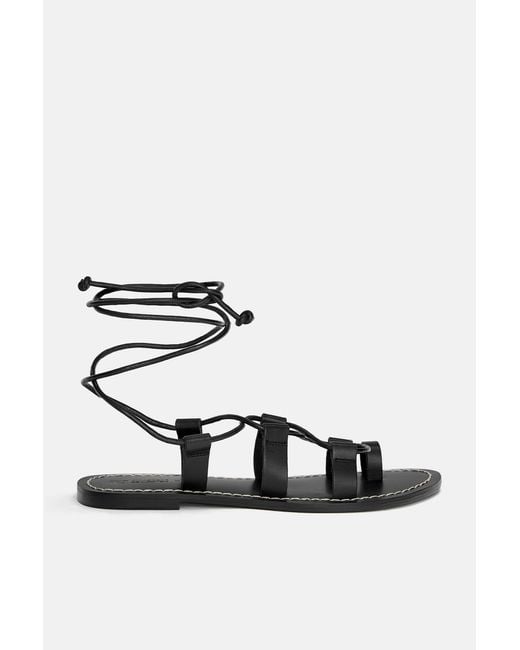 Pull&Bear White Tied Flat Sandals