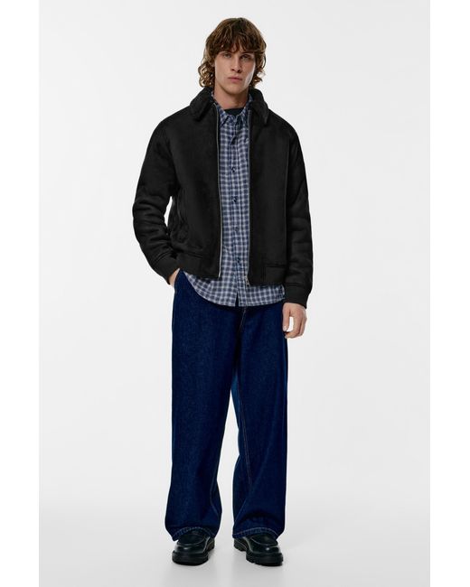 Pull&Bear Black Combined Double-Faced Jacket for men