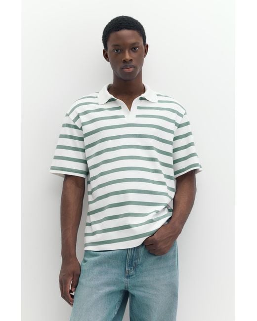 Pull&Bear Green Short Sleeve Interlock Polo Shirt for men
