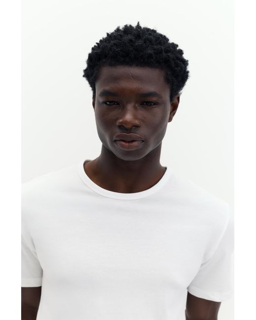 Pull&Bear White Basic Slim Fit T-Shirt for men