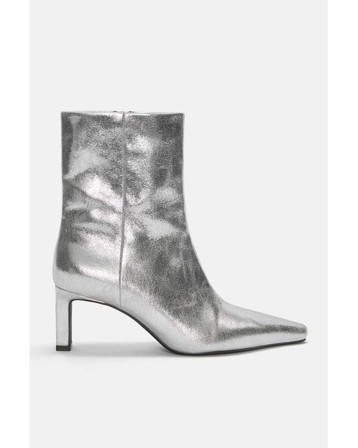 Pull&Bear Gray Toned High-Heel Ankle Boots