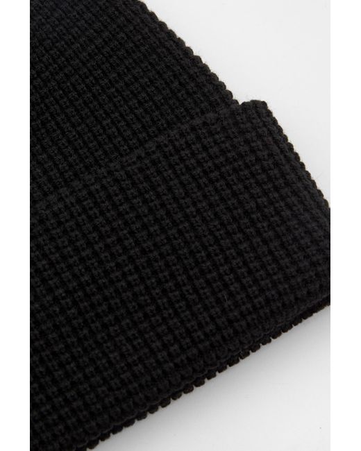Pull&Bear Black Waffle-Knit Beanie for men