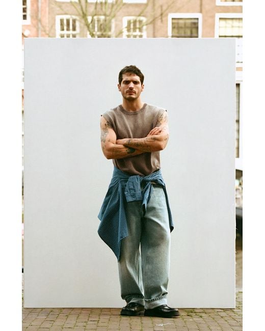 Pull&Bear White Knit Vest for men