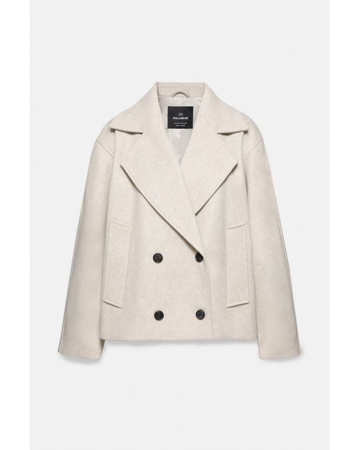 Pull&Bear Natural Short Soft Cloth Coat