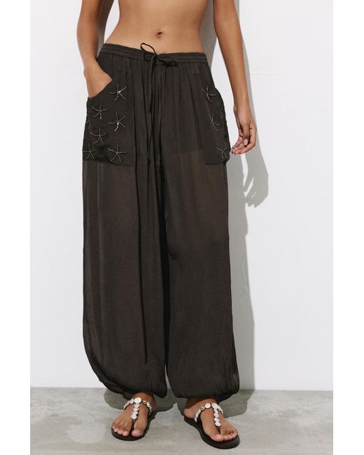 Pull&Bear Black Pumphose Mit Perlen