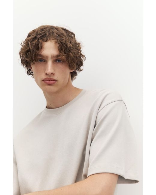 Pull&Bear Gray Boxy Interlock T-Shirt for men