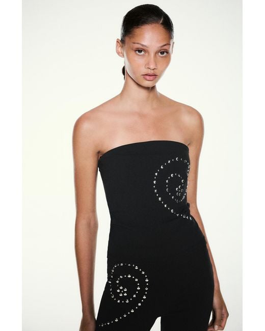 Pull&Bear Blue Studded Bandeau Top