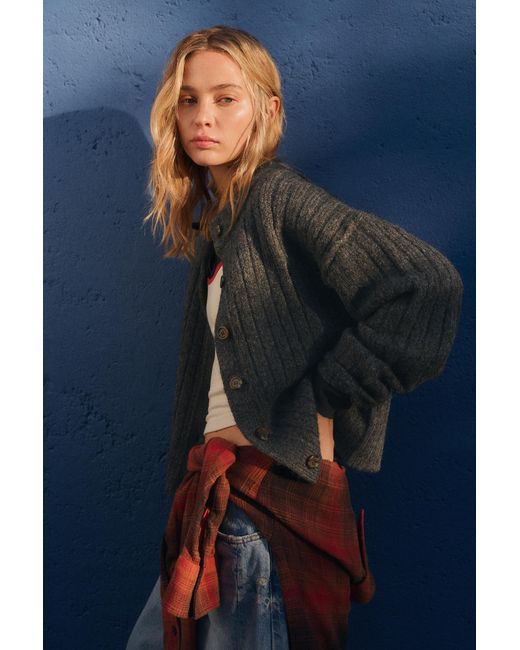Pull&Bear Blue Ribbed Cardigan