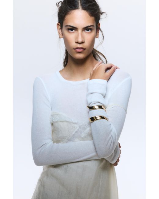 Pull&Bear Metallic Curved Arm Cuff