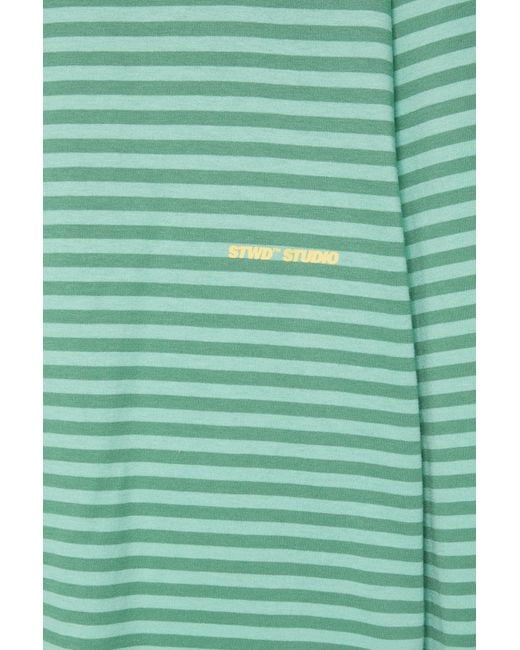 Pull&Bear Green Striped Stwd T-Shirt for men