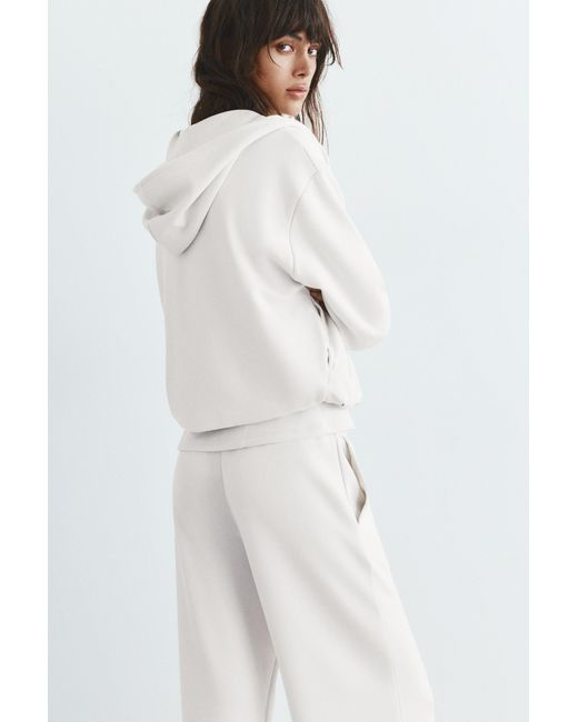 Pull&Bear White Soft Touch Hooded Sweatshirt