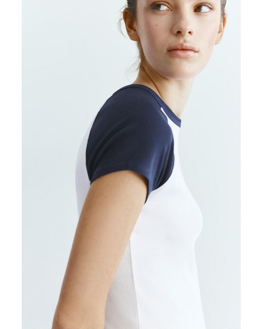 Pull&Bear Blue Raglan Sleeve T-Shirt
