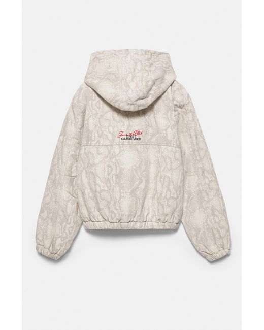 Pull&Bear Jack Met Capuchon Met Slangenprint in het Gray