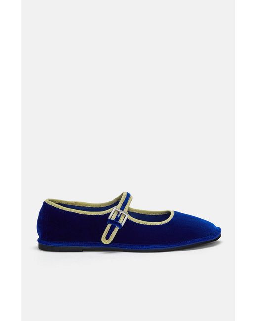 Pull&Bear Blue Velvet Ballet Flats