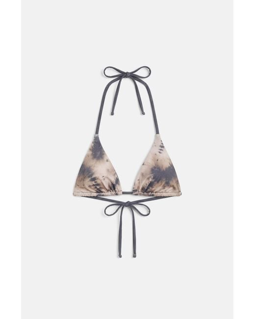 Pull&Bear Blue Triangle Tie-Dye Bikini Top