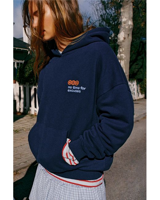 Pull&Bear Blue Graphic Print Hoodie