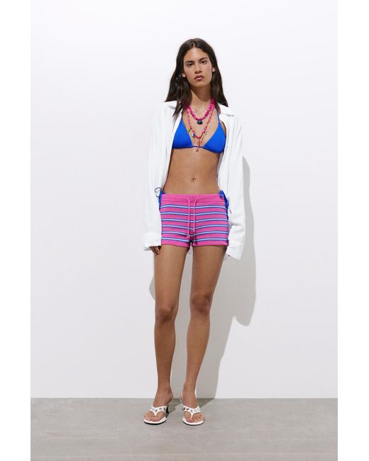 Pull&Bear Pink Striped Knit Shorts