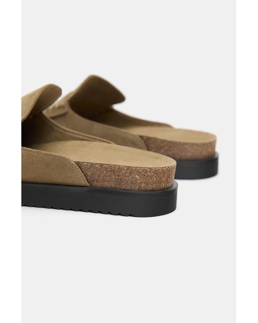 Pull&Bear Blue Leather Clogs