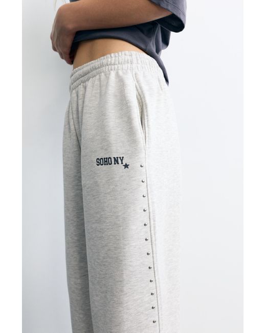 Pull&Bear White Studded Joggers