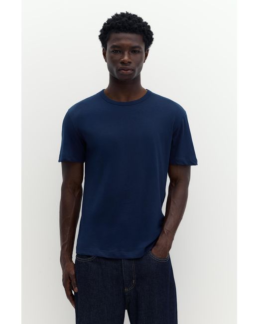 Pull&Bear Blue Slim Fit Basic T-Shirt for men