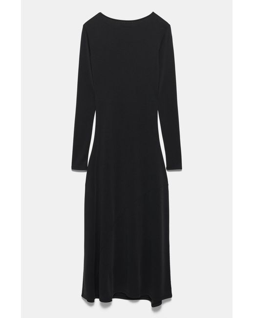 Robe Midi Fluide Drapée Pull&Bear en coloris Black
