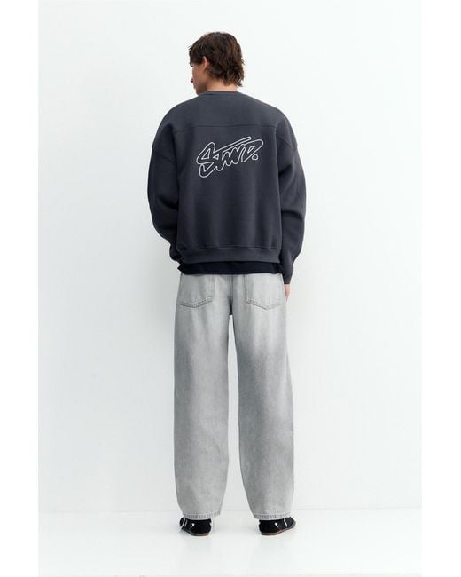 Pull&Bear Blue Stwd Boxy Sweatshirt for men