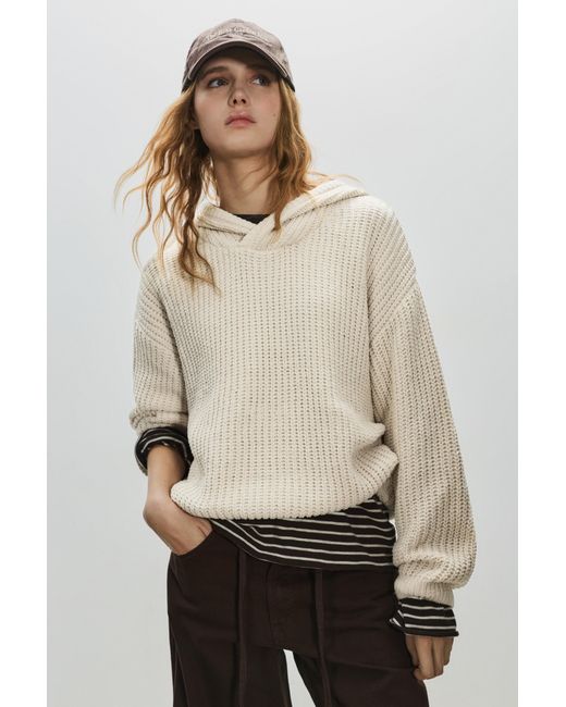 Pull&Bear Natural Chenille Hooded Sweater