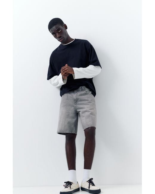 Pull&Bear Blue Standard Denim Bermuda Shorts for men