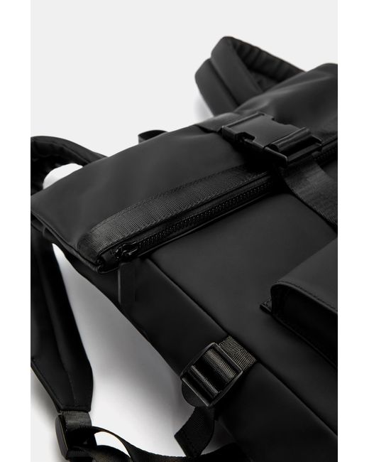 Pull&Bear Blue Rubberised Backpack for men