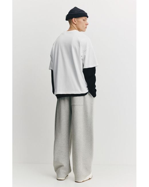 Pull&Bear Gray Balloon Interlock Tracksuit Bottoms for men