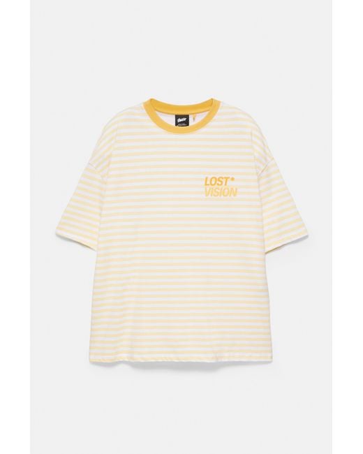 Pull&Bear White Stwd Boxy Striped T-Shirt for men