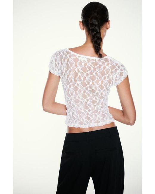 Pull&Bear Blue Studded Lace T-Shirt