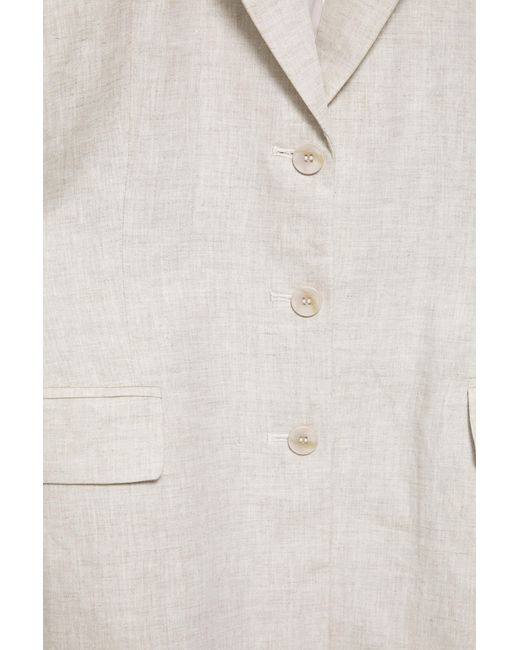 Pull&Bear Gray 100% Linen Fitted Blazer