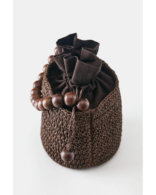 Pull&Bear Brown Bead Bucket Handbag